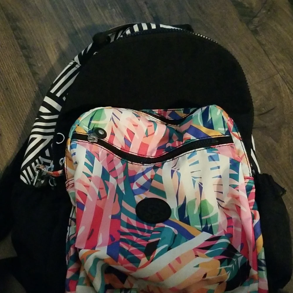 Kipling full size backpack black & colorful beautiful! - Picture 3 of 4